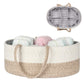 Maxgoods Baby Diaper Caddy Organizer -100% Cotton Baby Basket Bin With Removable Divider -Portable Tote Bag Storage Basket For B