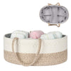 Maxgoods Baby Diaper Caddy Organizer -100% Cotton Baby Basket Bin With Removable Divider -Portable Tote Bag Storage Basket For B