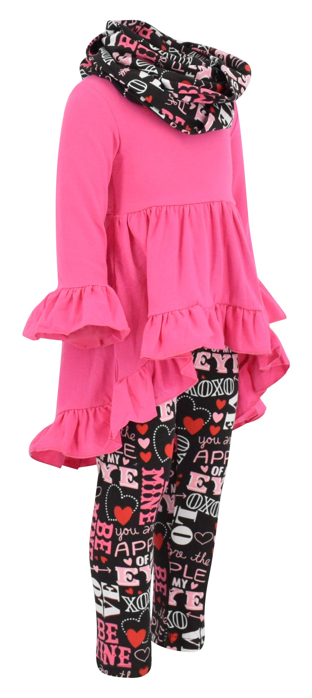 Unique Baby Girls Valentines Day Toddler Outfit Ruffle Top Legging Set (3 Years, Pink)