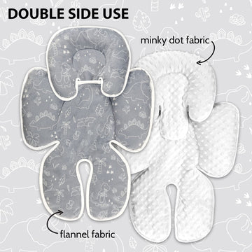 Dilimi Baby Car Seat Head And Body Support, 2-In-1 Infant Car Seat Insert, Soft Cushion For Car Seat, Stroller, Bouncers, Dinosa