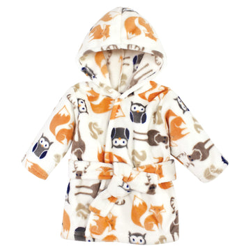 Hudson Baby Unisex Baby Plush Animal Face Bathrobe, Forest, 0-9 Months