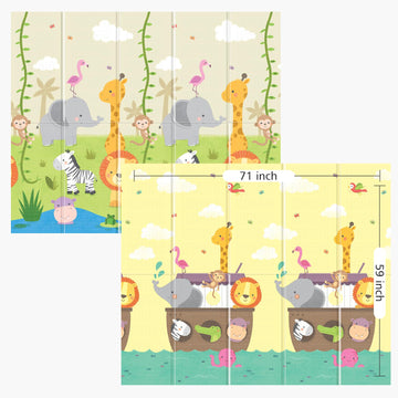 Foldable Baby Play Mat,71X59 Inches Play Mat For Indoor And Outdoor, Reversible Foam Padded Perfect For Playtime And Tummy Time,