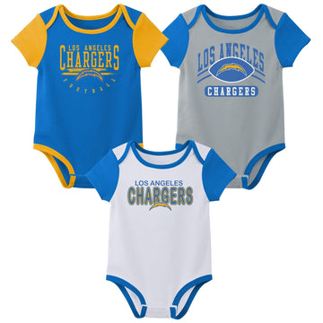 Outerstuff Nfl Newborn Baby And Infant Short Sleeve Bodysuit Variety 3-Pack - Los Angeles Chargers, 3-6M