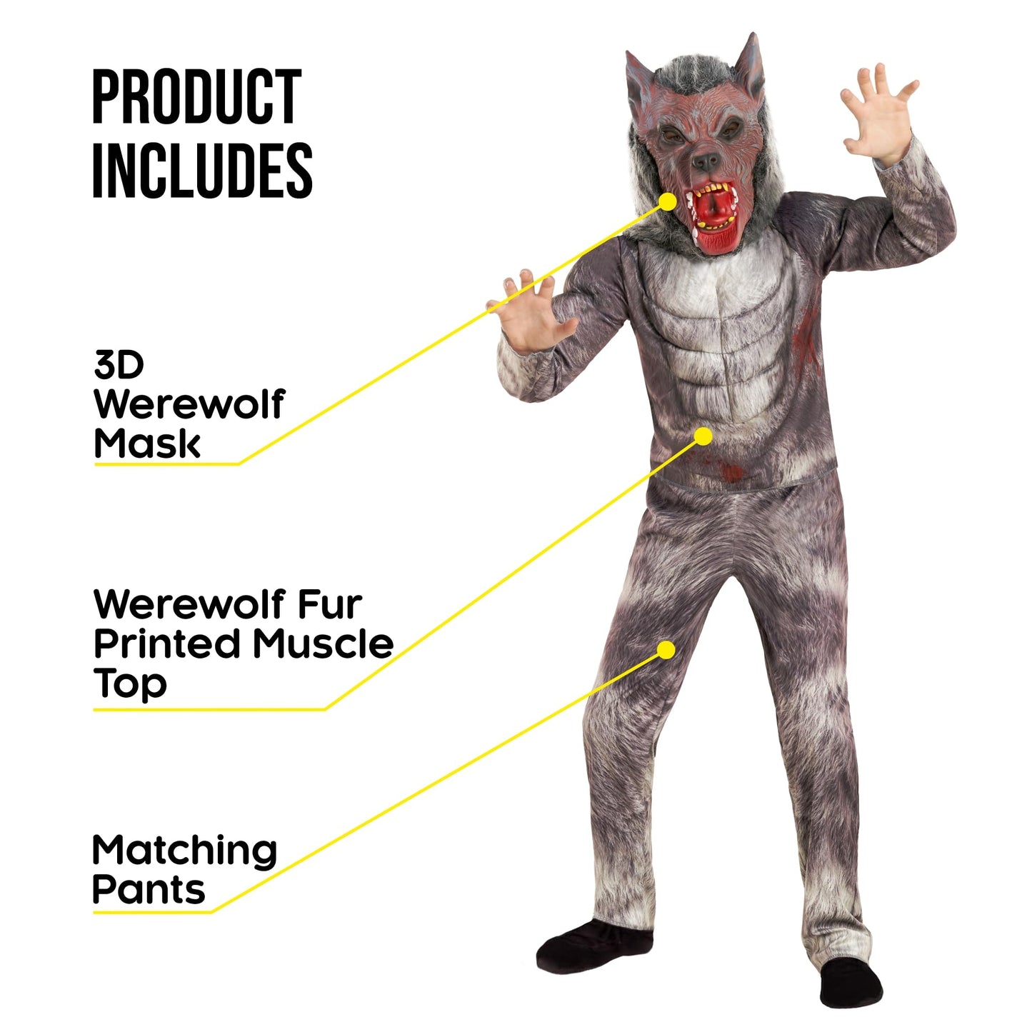 Boys Werewolf Deluxe Costume For Kids Quality Childs Wolf Dress Up, Werewolf, Med (48-53 Ins/122Cm-134Cm)