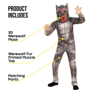 Boys Werewolf Deluxe Costume For Kids Quality Childs Wolf Dress Up, Werewolf, Med (48-53 Ins/122Cm-134Cm)