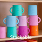 Popyum Silicone Training Cup 2-Pack For Baby And Toddler, Handles, Bpa Free, Self Feeding Training, Tumbler (Sky Blue And Mint G