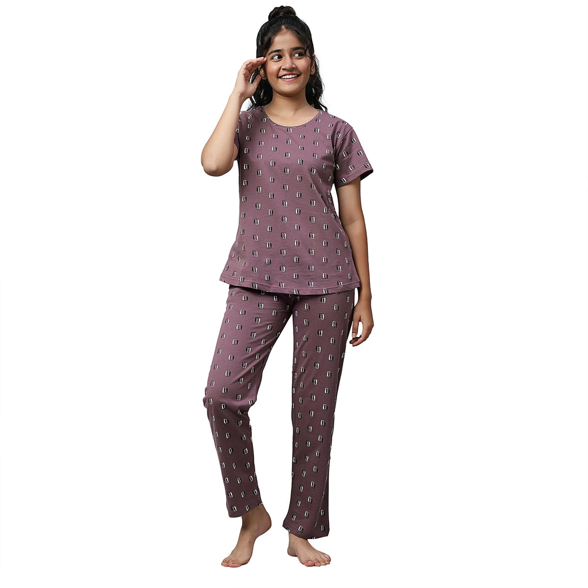 DZZO Girls and Kids Cotton Printed Pyjama Set | Printed | Pink Colour | Cotton | Nightwear | Sleepwear | Trendy Nightsuit Set fo