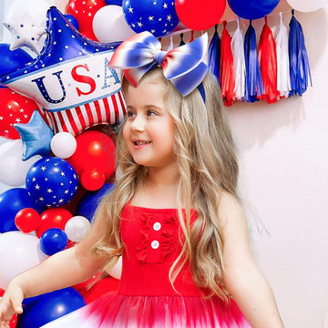 Lanmerry 4Th Of July Newborn Hair Accessories: Toddler Bows, Infant Cheer Bows, Head Wraps, Red Headband - Gifts For Baby Girls
