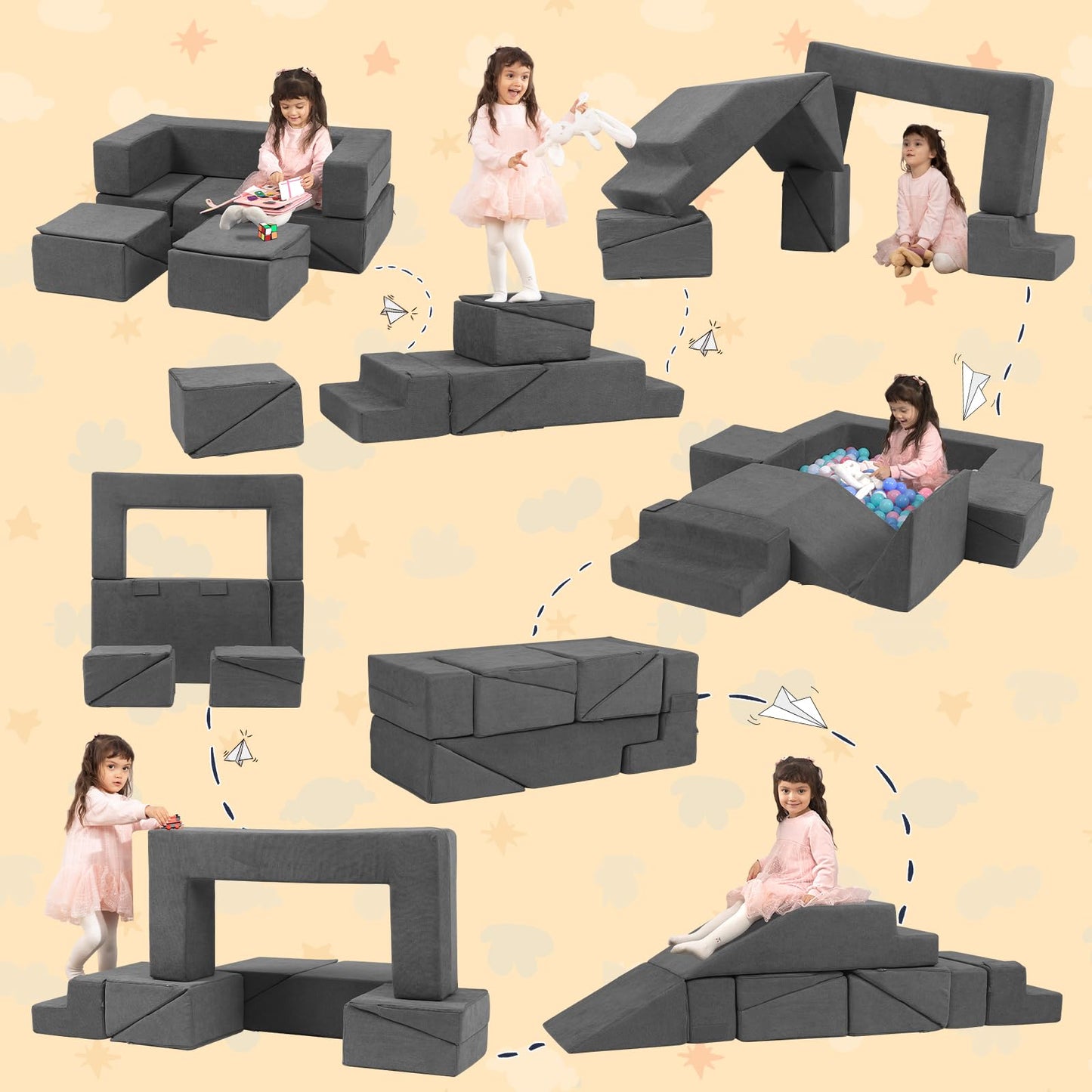 Gudoinsole Kids Play Couch Foam Climbing Blocks For Toddlers Sofa Convertible Climbing Toy For Creative Child Girls And Boys Cli