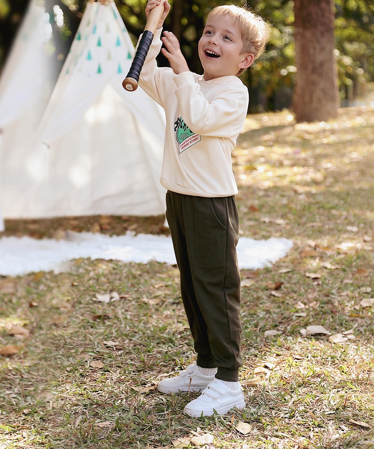 Gfqlong Toddler Boys 3 Pack Cotton Active Jogger Sweatpants,Kids Casual Athletic Solid Pocket Pull On Pants,Army Green+Water Blu