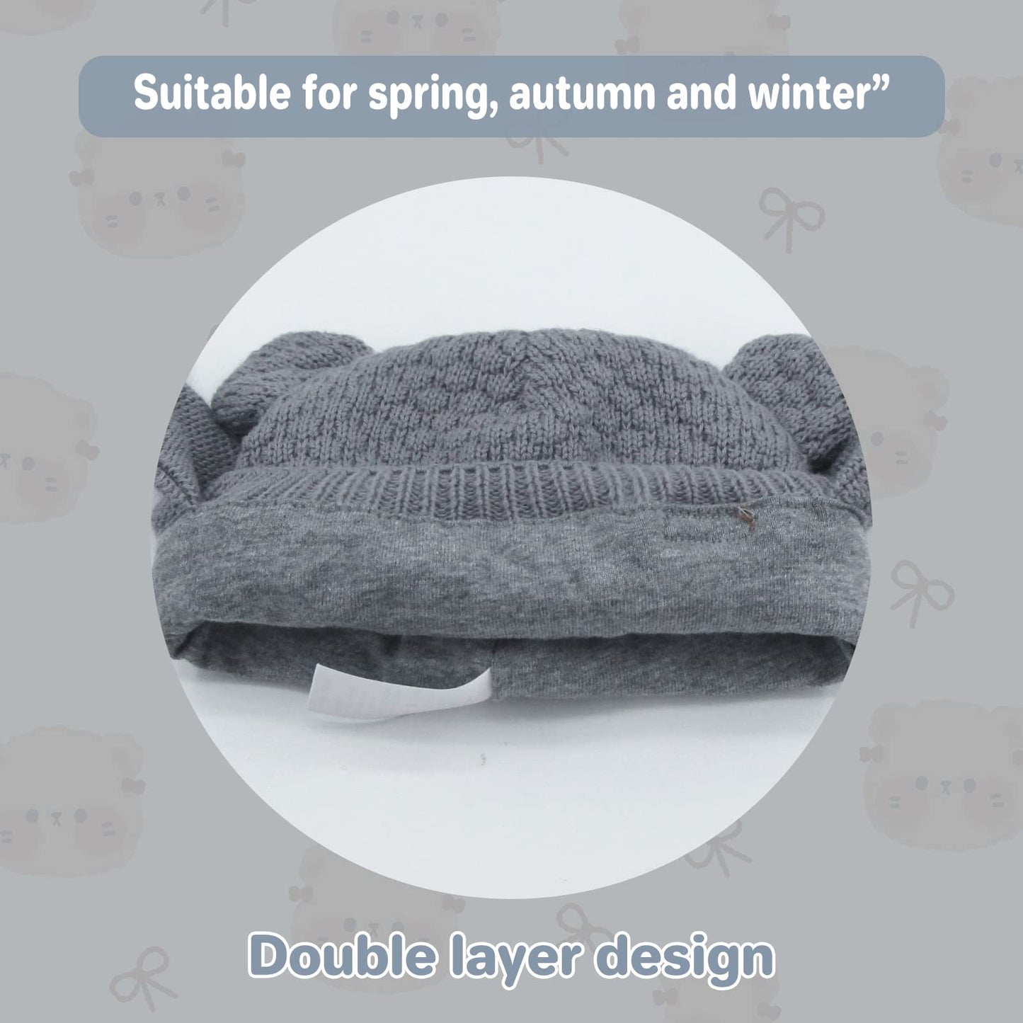 Duoyeree Kids Baby Hat Soft Warm Cable Knit Beanie Toddler Girl Fall Winter Hats(Dark Grey,0-6 Months)