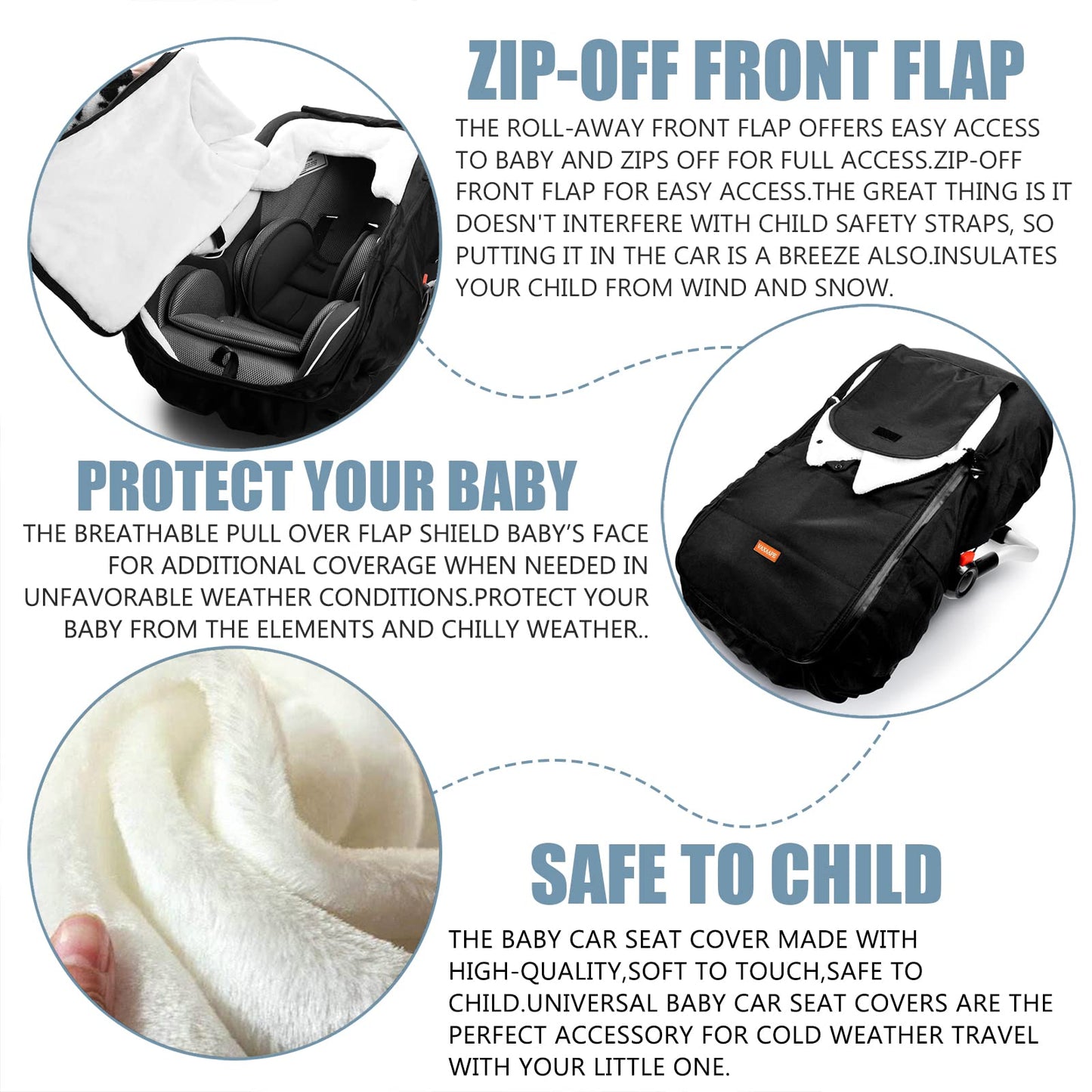Vaxaape Baby Car Seat Cover,Car Seat Covers For Babies,Winter Protector,Universal Winter Car Seat Cover For Infant Boys Girls,Wa