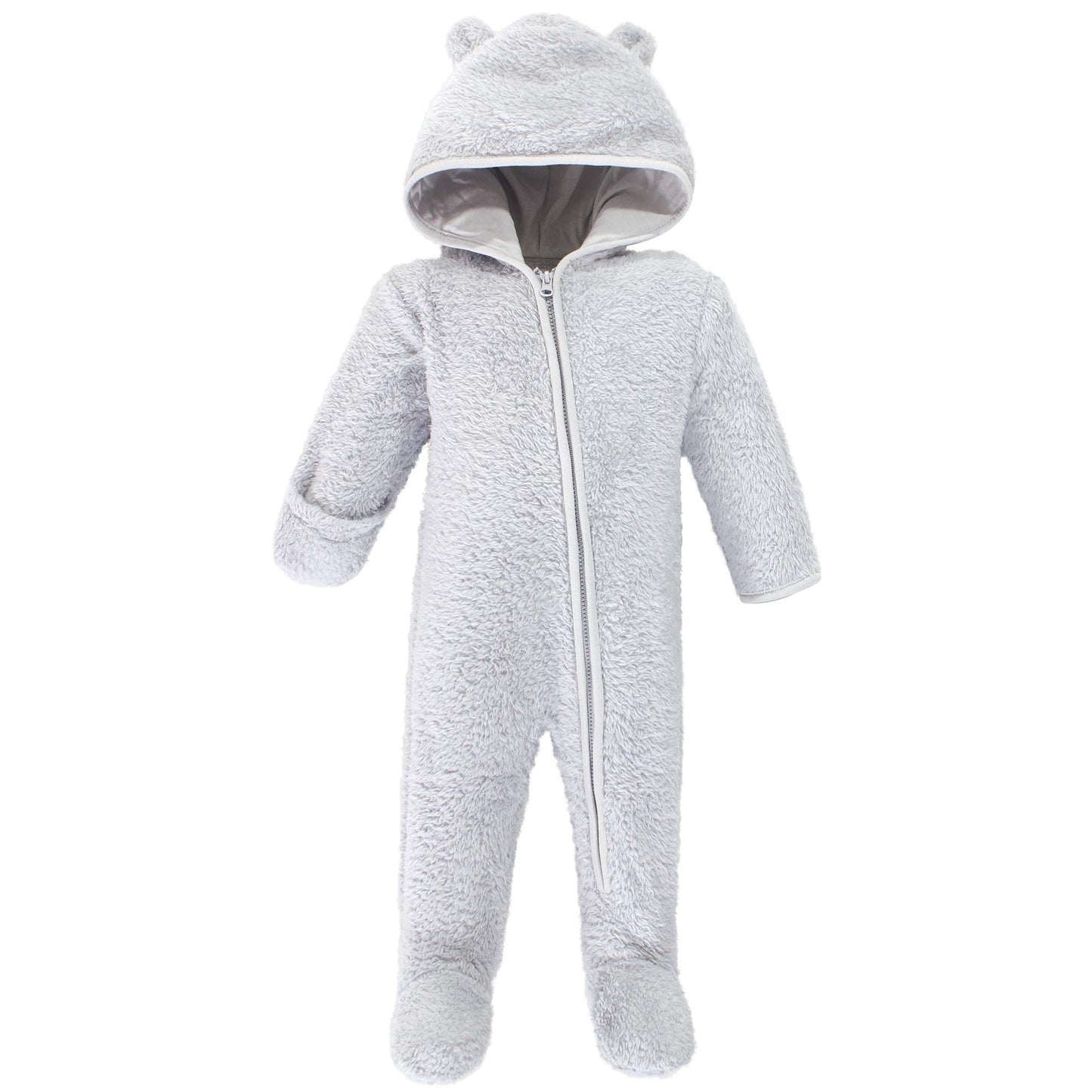 Hudson Baby Unisex Baby Fleece Sleep And Play, Gray Bear, 3-6 Months Us