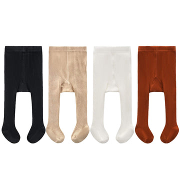 Cecorc Baby Tights - Thick Toddlers Girl Leggings- Cable Knit Cotton Stockings,2T,(1-2 Years, 4 Pack (Black+White+Redbrown+Beige