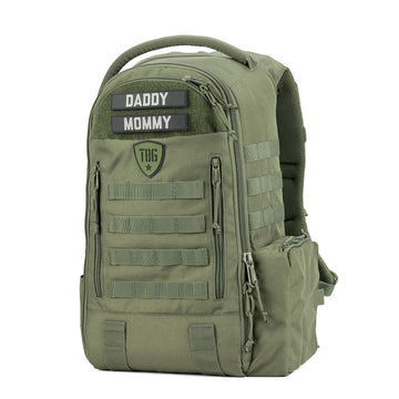 Tbg - Mens Tactical Diaper Bag Backpack W/Built-In Changing Mat, Stroller Strap (Ranger Green 4Th Gen)