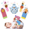MCGMITT Baby Teething Toys for 3-6 Months, Soft Infant Wrist Rattle Socks and Foot Finder Set, Easy Grasp Silicone Rattle Teethe