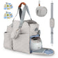 TeqHome Breast Pump Bag Diaper Tote Bag with Detachable Shoulder Strap & 2 Baby Bibs Fit Most Breast Pumps Like Medela, Spectra 