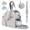 TeqHome Breast Pump Bag Diaper Tote Bag with Detachable Shoulder Strap & 2 Baby Bibs Fit Most Breast Pumps Like Medela, Spectra 