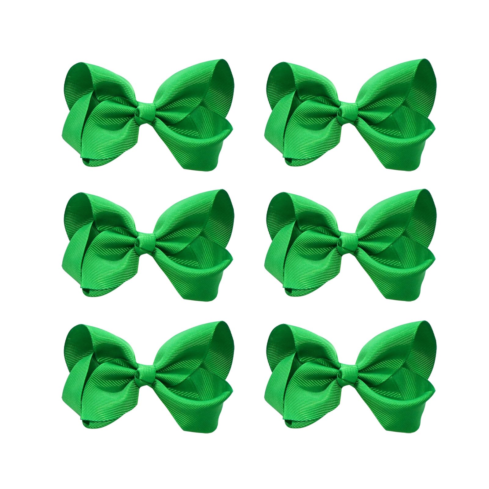 6 Pcs 4.5' Grosgrain Ribbon Hair Accessories - Alligator Clips Solid Color Toddler Bows For Kids (Black)