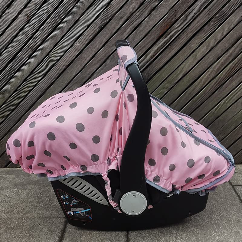 Carseat Cover Girls, Baby Car Seat Covers For Infant Car Seat, Baby Carrier Cover Canopy, Window In Door Zipper Open, 2 Layers,