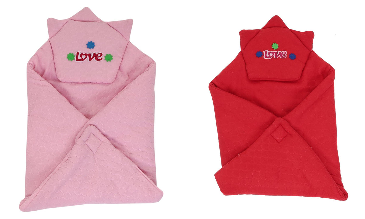 CTMKIDS Baby Wrap with Cap for Kids 74x74 cm  Pink & Red