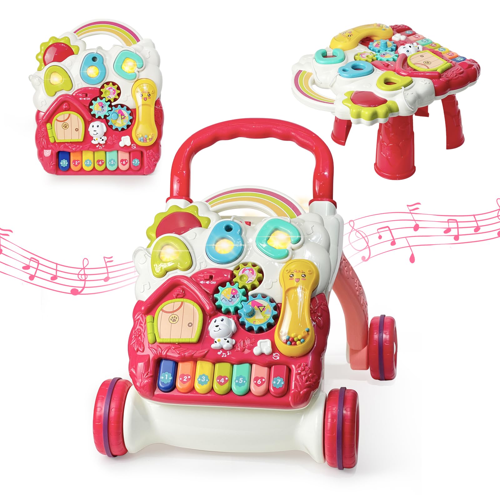Sit To Stand Baby Walker, Activity Center With Music And Light, Activity Table For Toddlers, Push Toys For Babies Learning To Wa