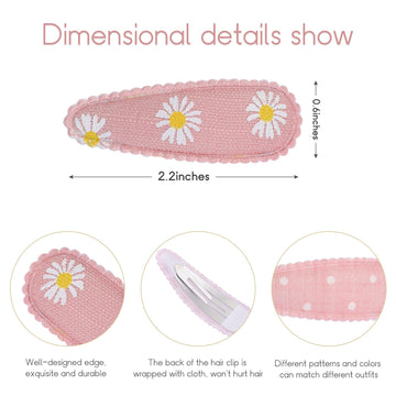 Choicbaby 30 Pcs Toddler Hair Clips Floral Print Girl Hair Clips For Girls Non Slip Wrapped Snap Hairpins For Kids Barrettes Hai