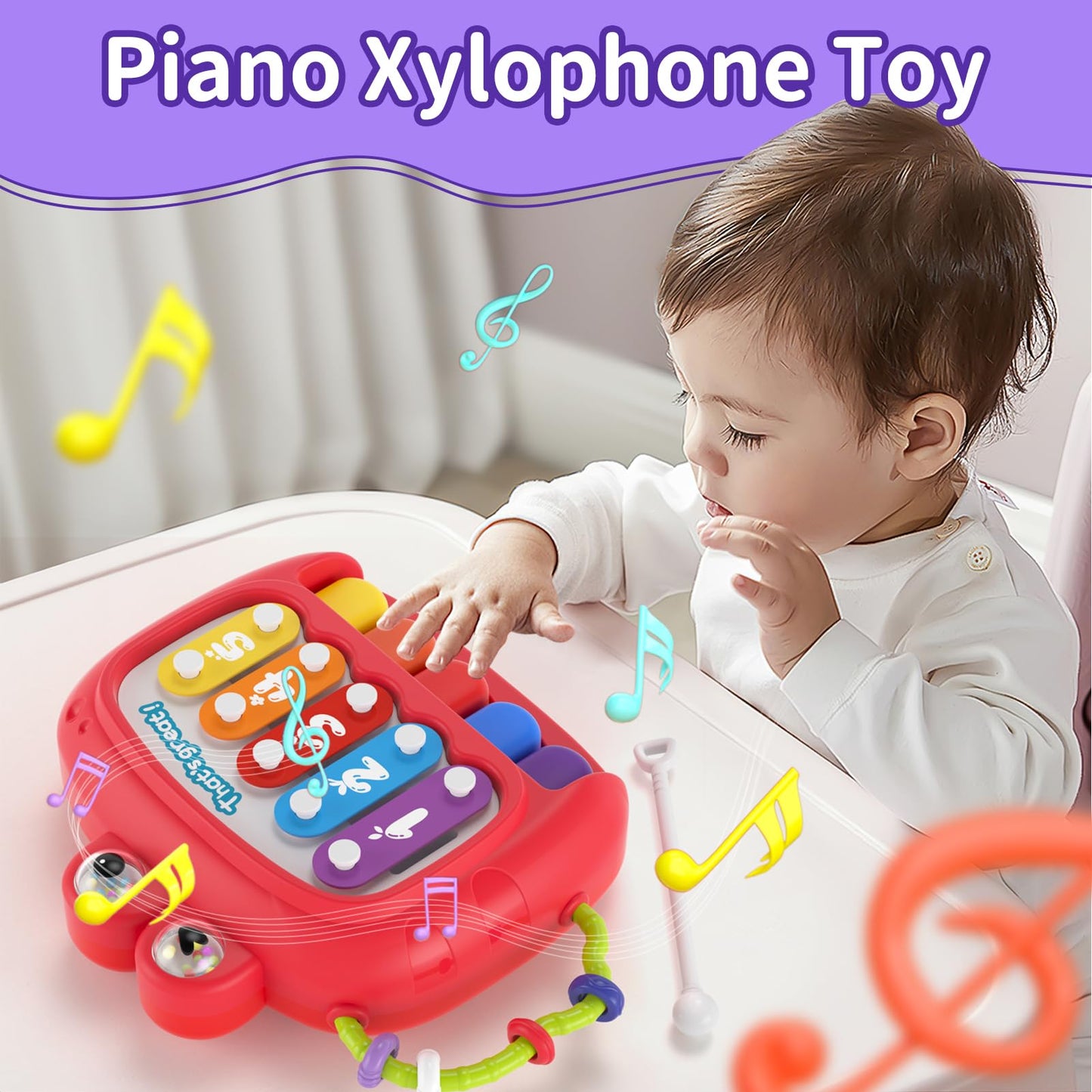 4 in 1 Baby Toy for 6 12 18 Month, Learning Toys for Babies 6-12 Months, Baby Busy Cube Toys, Stacking Toys, Unicorn Pull String