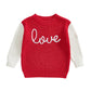Girls Valentines Day Sweater Toddler Girl Valentines Day Outfit Love Embroidery Knit Pullover Sweatshirt Top(G-Red Love,3-4T)