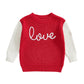 Girls Valentines Day Sweater Toddler Girl Valentines Day Outfit Love Embroidery Knit Pullover Sweatshirt Top(G-Red Love,6-7T)