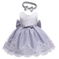 Little Girls Christmas Embroidery Lace Dresses Princess Easter Halloween Wedding Formal Event Dress(Gray,120)