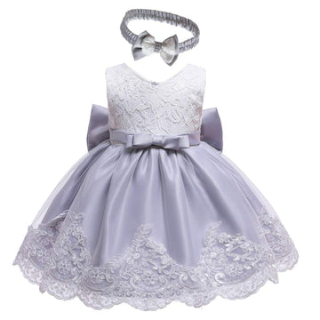 Little Girls Christmas Embroidery Lace Dresses Princess Easter Halloween Wedding Formal Event Dress(Gray,120)