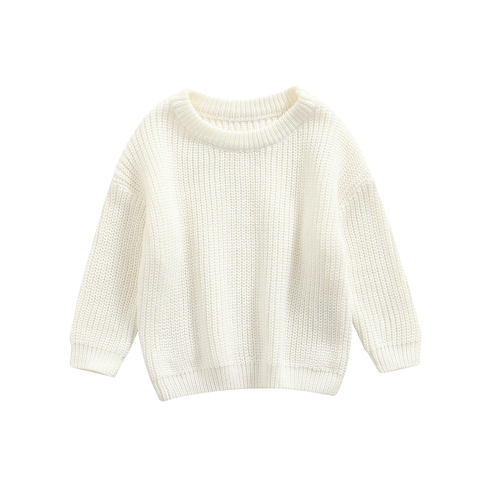 Infant Toddler Baby Girl Boy Knit Sweater Pullover Sweatshirt Long Sleeve Shirt Tops Knitted Fall Winter Clothes (White, 6-9 Mon