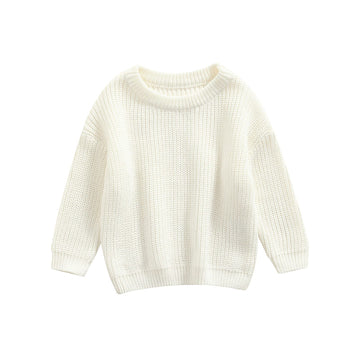 Infant Toddler Baby Girl Boy Knit Sweater Pullover Sweatshirt Long Sleeve Shirt Tops Knitted Fall Winter Clothes (White, 6-9 Mon
