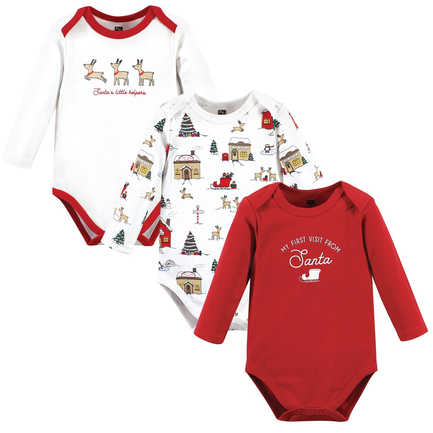 Hudson Baby Unisex Baby Cotton Long-Sleeve Bodysuits, North Pole, 12-18 Months