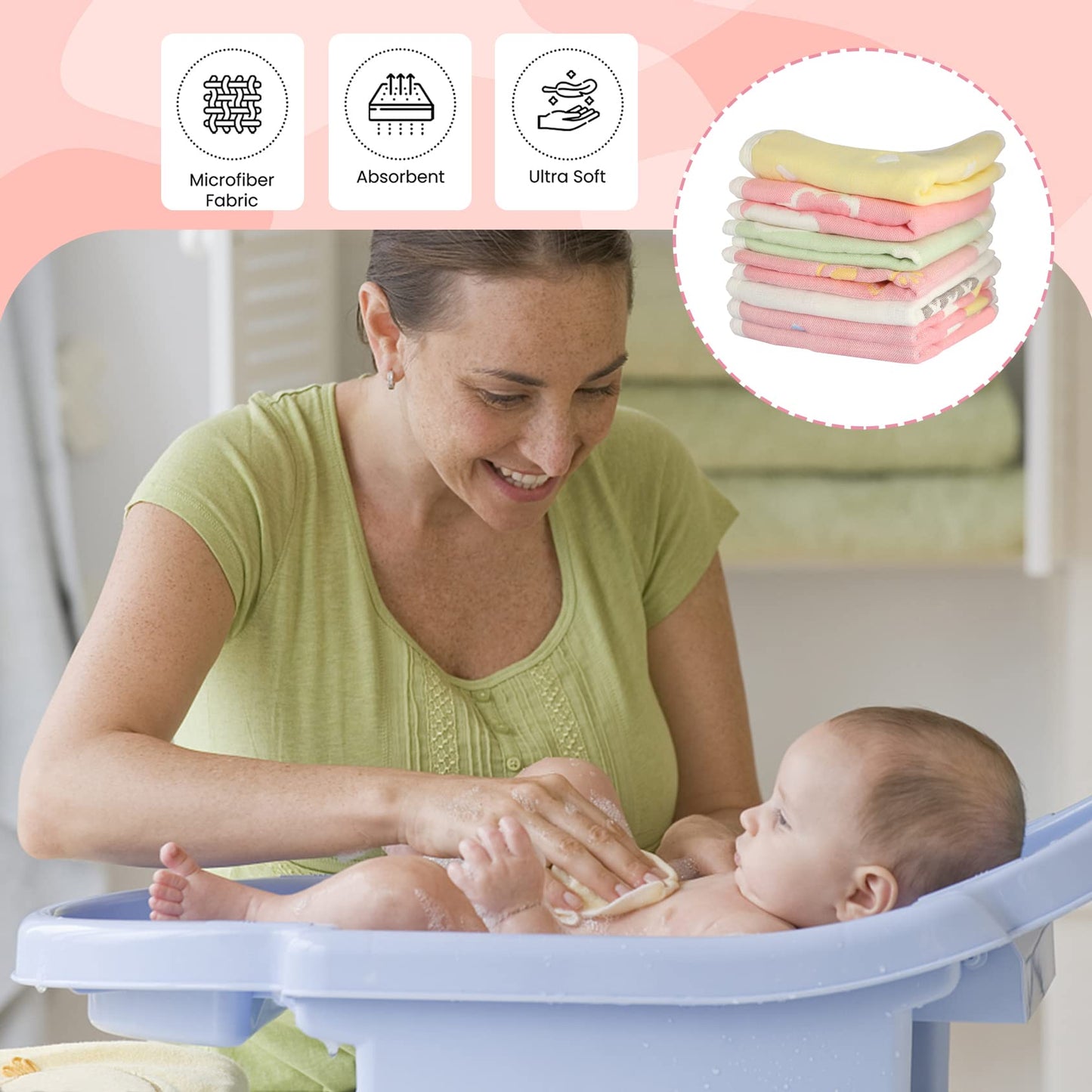 Maveek 7 Pack Baby Muslin Burp Cloths, 6 Layer Baby Washcloths For Baby Girls, Organic Soft Absorbent Newborn Essentials Baby Gi