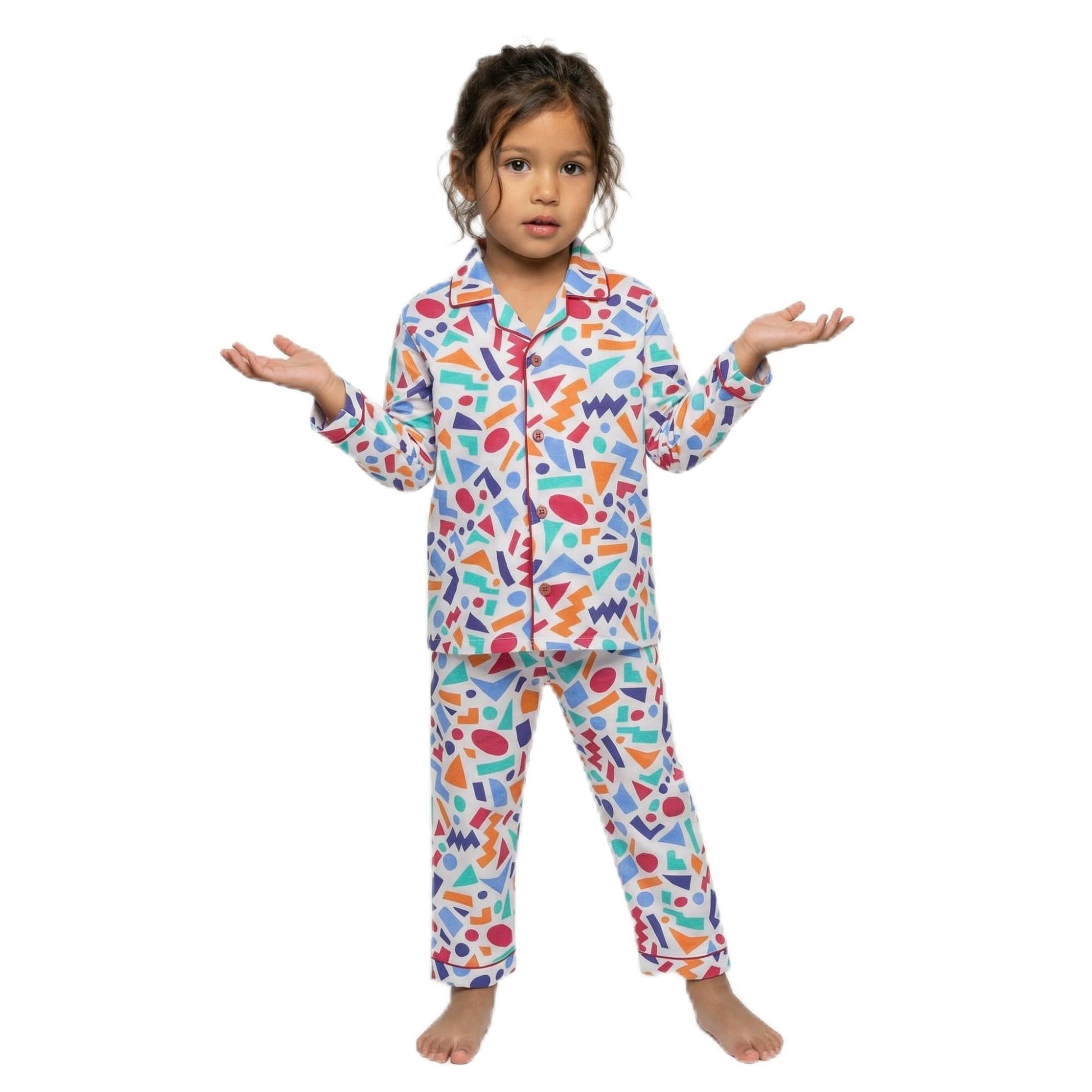 Clap Kids Cotton Printed Full Sleeves Night Suit White 1Pc (56 Years, White Multicolor)