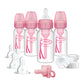 Dr. Brown'S Anti-Colic Baby Feeding Set With Slow Flow Nipples, Travel Caps, Silicone Pacifier - Pink