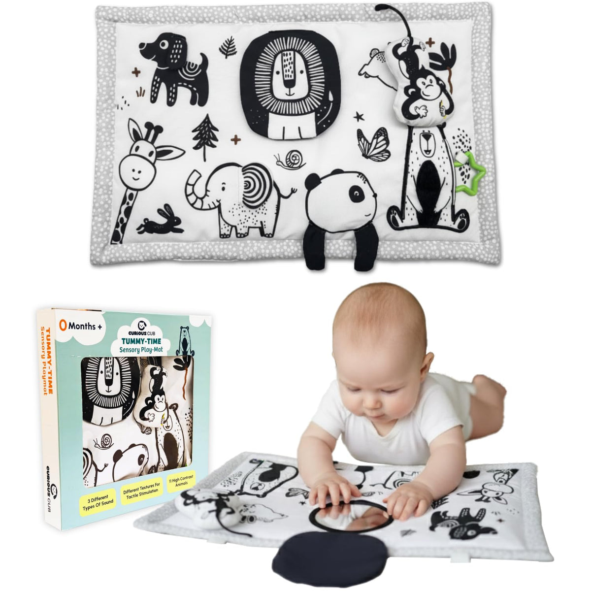 Curious Cub High Contrast Sensory Cloth Mat For Babies & Infants | Play Mat For Babies 0 To 12 Months | Playing Mat For Kids | B