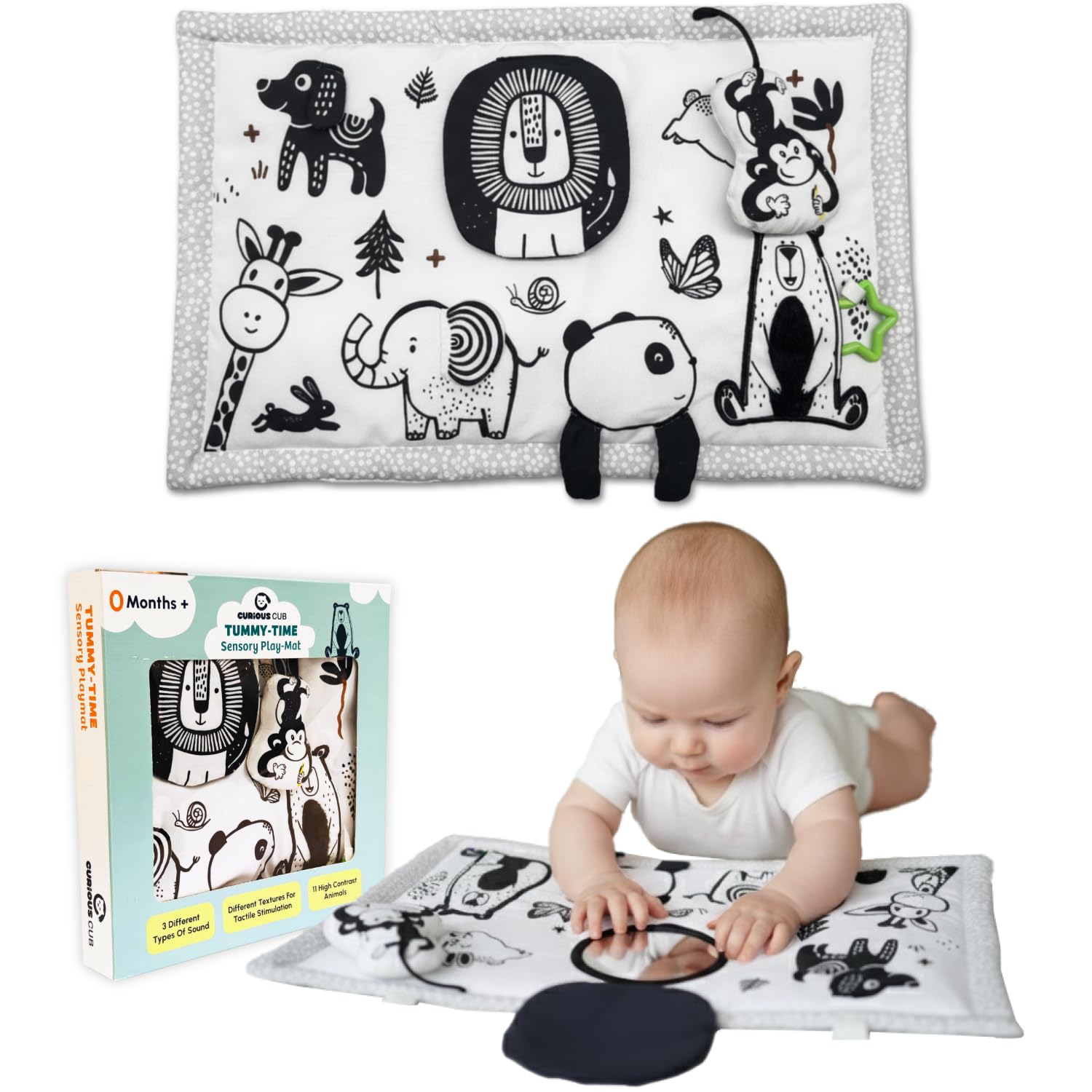 Curious Cub High Contrast Sensory Cloth Mat For Babies & Infants | Play Mat For Babies 0 To 12 Months | Playing Mat For Kids | B