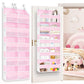Pink Over the Door Organizer 5 Tiers, Extra Large Behind Door Storage of 10 Compartments,50 lbs Weight Capacity Over the Door St