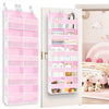 Pink Over the Door Organizer 5 Tiers, Extra Large Behind Door Storage of 10 Compartments,50 lbs Weight Capacity Over the Door St