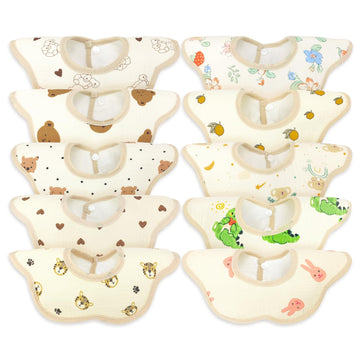 Elliehouse Baby Bibs For Girls Boys 10 Pack Drool Teeth Teething Drooling Muslin Cotton Absorbent Soft Bibs For Infant Toddler E