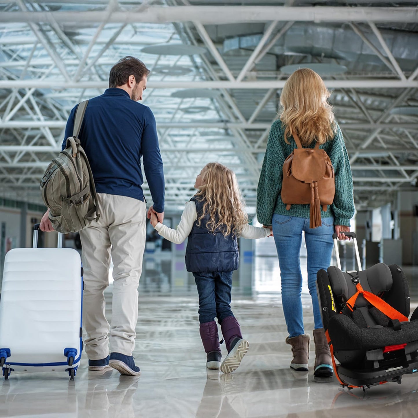 Vieshful Car Seat Travel Cart, Carseat Stroller Roller For Airport With 2 Straps, Car Seat Dolly Carrier, Folding Luggage Cart,