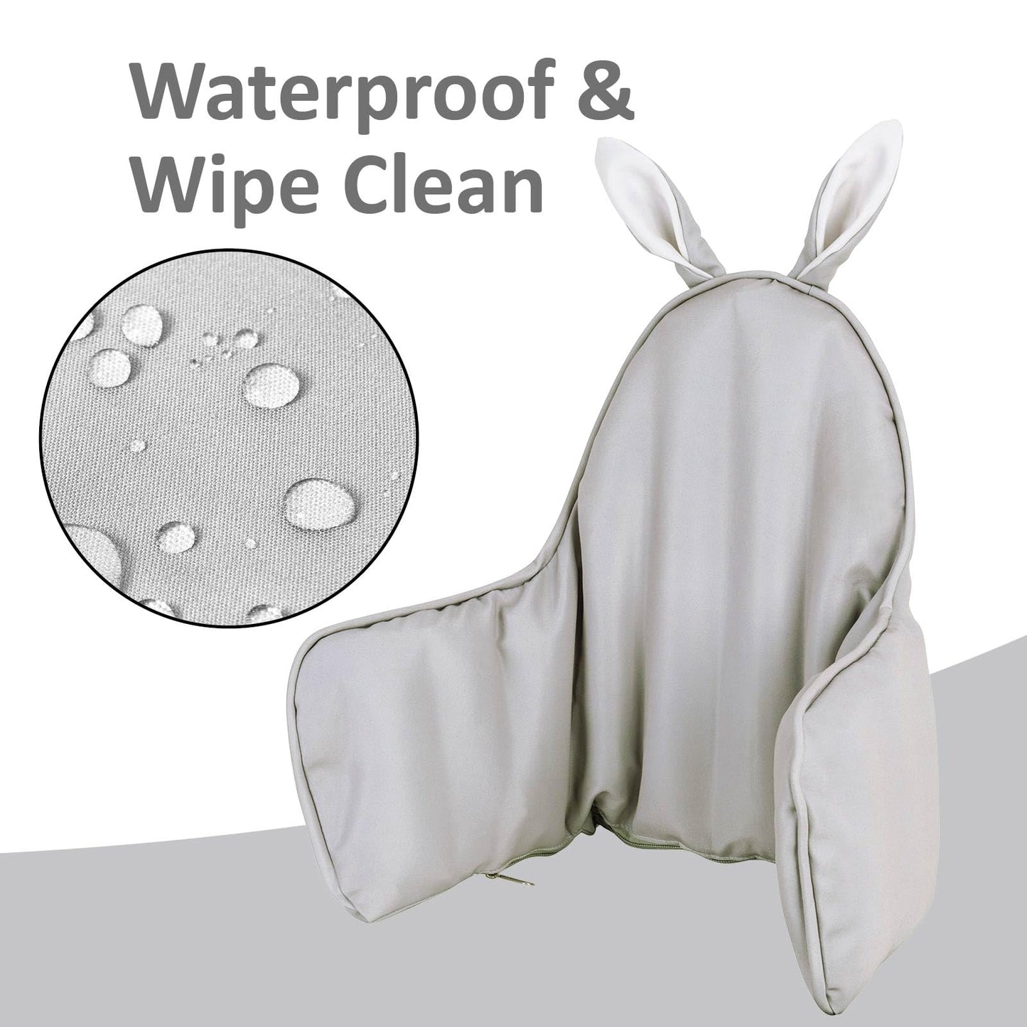 Dadouman Inflatable Supporting Cushion For Ikea High Chair, Baby High Chair Cover With Inflatable Cushion Insert (Gray Bunny)