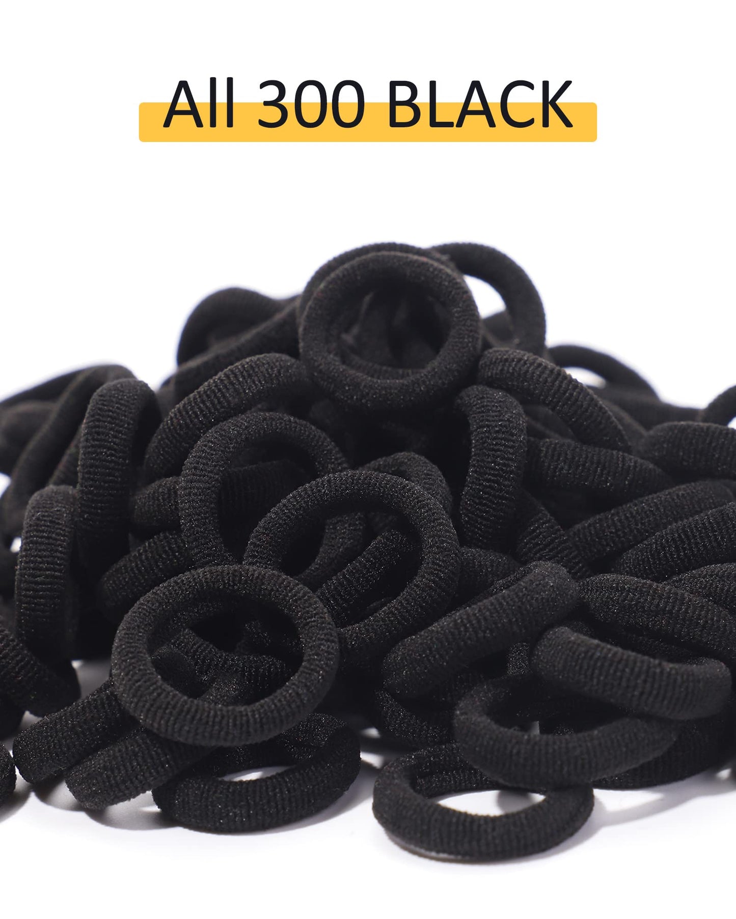 Jollybows 300Pcs Baby Hair Ties Girls Elastic Hair Accessories Small Nylon Hair Bands For Toddler Infant Ponytail Holders 1' Bl