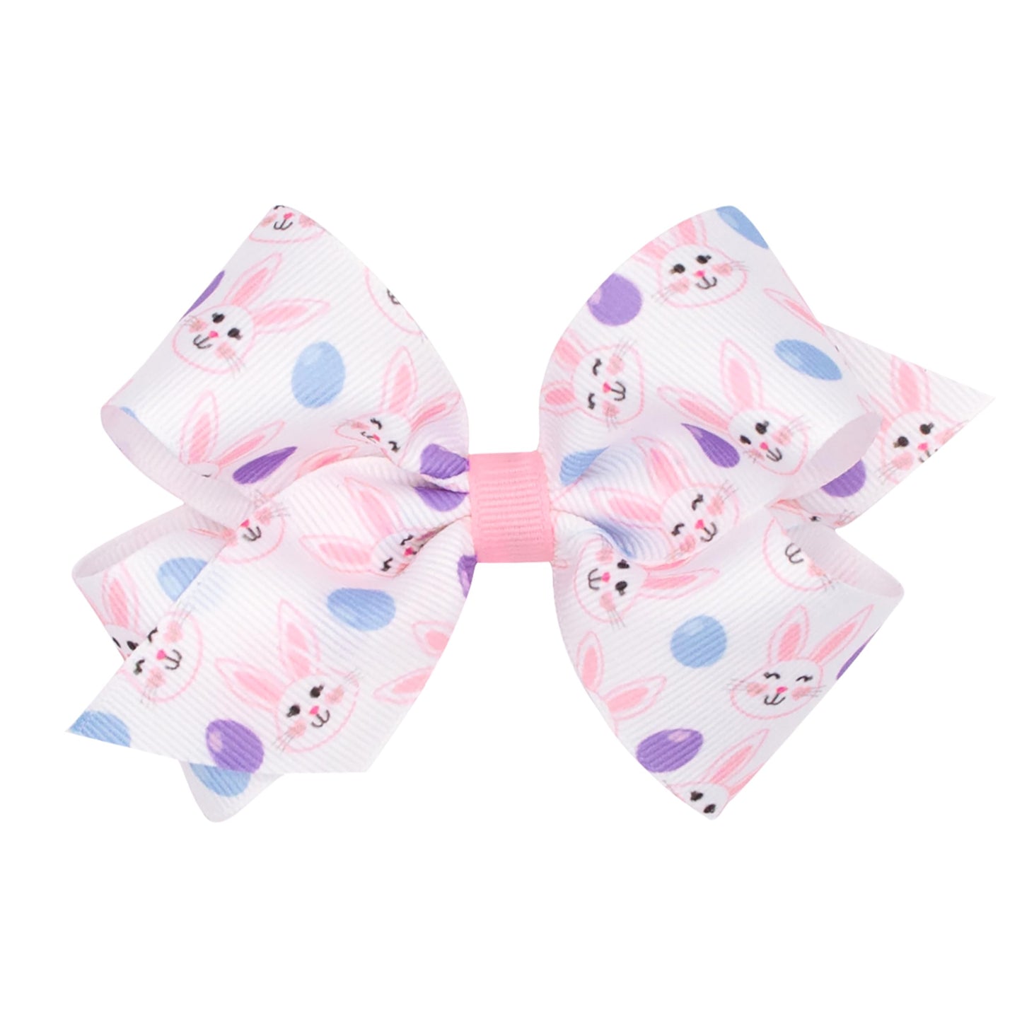 Wee Ones Girls' Easter Print Grosgrain Hair Bow On Wee Stay No-Slip Clip, Handmade, Medium, Easter Bunny Print