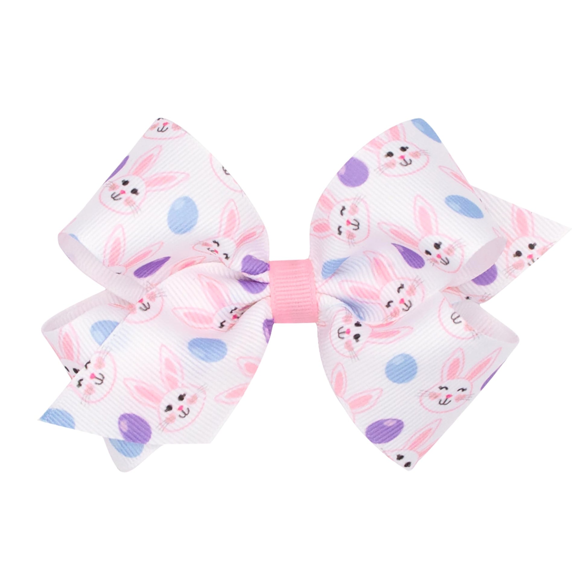 Wee Ones Girls' Easter Print Grosgrain Hair Bow On Wee Stay No-Slip Clip, Handmade, Medium, Easter Bunny Print
