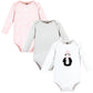 Hudson Baby Unisex Baby Cotton Long-Sleeve Bodysuits, Pink Penguin 3-Pack, 6-9 Months