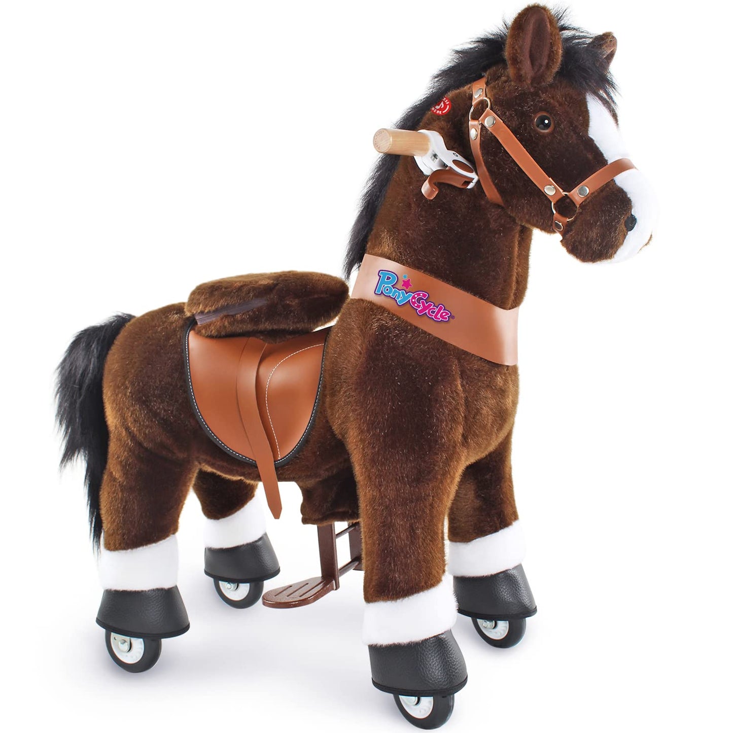 PonyCycle Horse Ride on Toy for Toddlers Boy Toys Classic Model U (with Brake/ 30 Height/Size 3 for Age 3-5) Giddy up Riding Hor